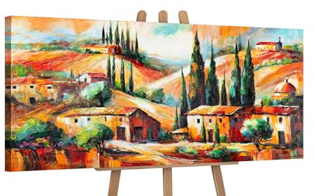 YS-Art Landschaftsbilder acryl Bunte Bilder auf Leinwand leinwand handgemalt Wandbild Acrylmalerei modern Wohndekor Büro echte Kunst 115x50 cm