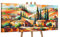 YS-Art Landschaftsbilder acryl Bunte Bilder auf Leinwand leinwand handgemalt Wandbild Acrylmalerei modern Wohndekor Büro echte Kunst 115x50 cm