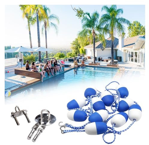 Barriera Galleggiante in Corda per Feste in Piscina - Divisorio di corsia per parchi Acquatici, barriera per Piscina Esterna, divisori Professionali per corsie di Nuoto (4,5-9 Metri) per PRO