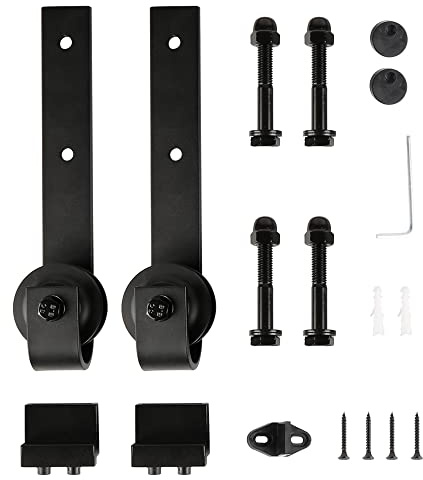 Schiebetüraufhängungs, Hardware für Scheunentür, 2 Stück, Schwarz Schiebetürbeschlag (Nur Haken)