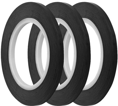 Phonojen 3 pcs Whiteboard Tapes, 3mm x 66m Thin Black Whiteboard Gridding Tape, Self Adhesive Thin Black Tape for Office, School for Chart Graphic Gridding and Marking(COLOR:Black)