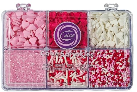 Essbare Valentinstags-Streusel zum Backen, rosa, rote und weiße Herzen, Zuckerstreusel, Nonpareilles, Streuzucker zum Dekorieren von Valentinstagskuchen, Keksen und Cupcakes
