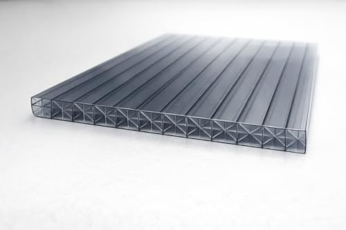 Stegplatte aus Polycarbonat |Doppelstegplatte| 16mm stark | Steg 3 Fach | X-Struktur Anthrazit/Graphit 980mm x 6000mm