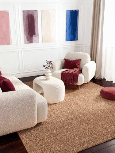 Ted Baker Kurzflor Teppich Portobello - Soft Bouclé Wohnzimmerteppich, Handgewebt & Weich, Woll-Look, Schlingen Teppich Flauschig für Wohnzimmer, Schlafzimmer, Esszimmer – Beige, 200x290 cm