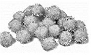 Silver Glitter Pom Poms 0.5 Inches