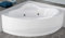Baignoire d'angle Angle courbe Joint une Hydro avec désinfection 135x135 H55 cm colonne échappement Panneau avant symétrique Whirlpool 6 jets Télécommande châssis acrylique blanc brillant