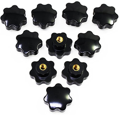 HSEAMALL 10 piezas tuerca estrella M8 tuercas estrella cabeza de apriete pomo mango tuerca mariposa tuerca estrella rosca interior latón para máquinas y equipos, muebles