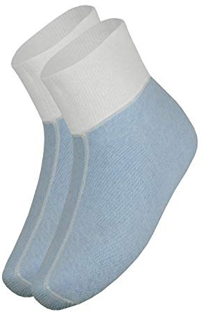 wobera Angora Fußwärmer oder Bettschuhe mit 75% Angora (Gr. 1 (35-37), Farbe: hellblau mit weißem Bündchen)