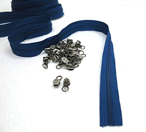 Artefizio Cerniere Lampo al Metro in Nylon, Catena Continua, 2 Colori a Scelta, Zip in Metallo, 7 Lunghezze,#5, fettuccia 100% Poliestere, Made in Italy