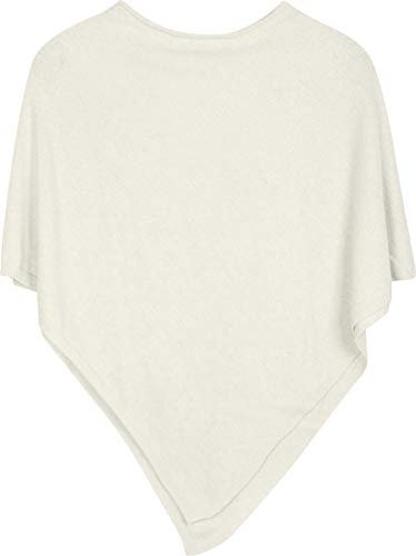styleBREAKER Damen Feinstrick Poncho in Unifarben, leicht asymmetrischer Schnitt, Ärmellos, Rundhals 08010042, Farbe:Creme