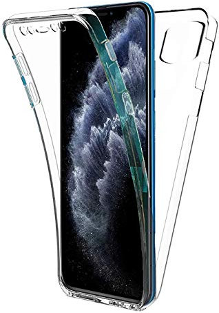 COPHONE® kompatibel iPhone 11 ( 6.1 zoll ) Hülle Silikon 360 Grad transparent. Total transparent, weiche Vorderseite + harte Rückseite. Stoßfeste 360-Grad-Touch-Handyhülle für iPhone 11