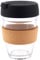 Hosoncovy 350ML Reusable Glass Coffee Cup with Cork Sleeve Heat Resistant Cork Band Travel Coffee Mug with Lid 12 OZ Coffee Cup (Black)