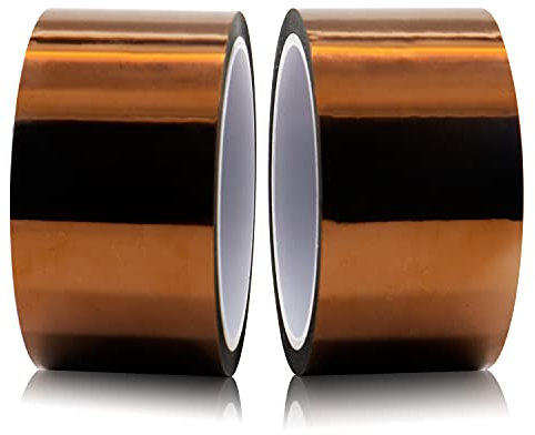 BOMEI PACK 2PCS de 50mmx33m Cinta de Alta Temperatura Polyimide, Cinta Aislante para Soldar, Recubrimiento en Polvo, Sublimación, Placa de Circuito Aislantes