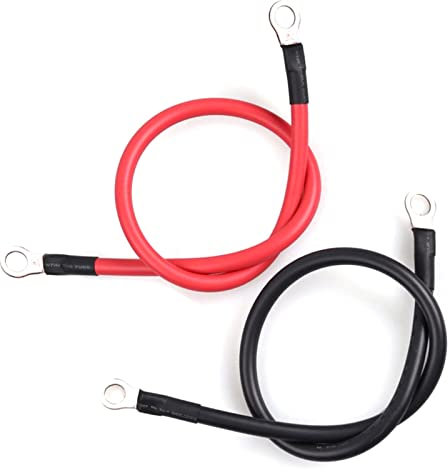 Zhenp 12 Pezzi 6AWG Cavo Inverter Batteria, 14mm², 30cm/11,8 Pollici, Cavo in Rame con Occhielli, Cavo di Massa Batteria Auto, con Occhielli Ad Anello, Negativo Nero+Positivo Rosso, per Auto