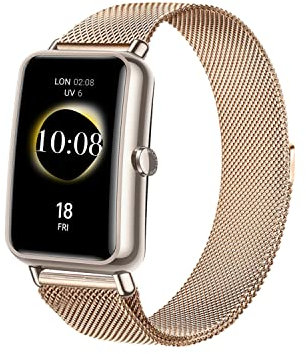 PaceBid Armband Kompatibel mit Huawei Watch Fit mini, Mesh Gewebte Edelstahl Handgelenk Magnetisch Ersatzband Armband, Klassisches Verstellbarer Uhrenarmband für Huawei Watch Fit mini (Roségold)