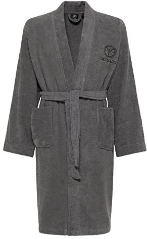 Carlo Colucci Bademantel Vito für Herren aus weichem Baumwoll-Frottier, sportlich und nachhaltig, Farbe:Anthrazit, Größe:M