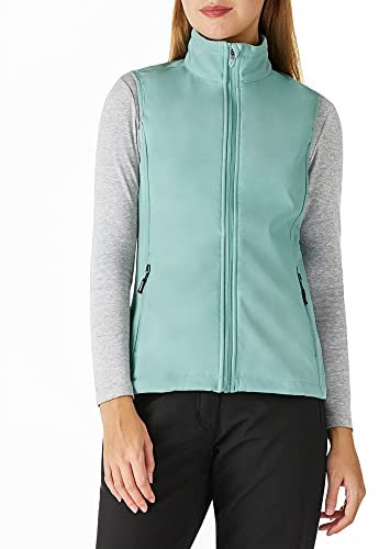 Outdoor Ventures Gilet softshell pour femme - Sans manches - Léger - Coupe-vent - Chaud - En polaire - Col montant - Sport - Golf - Avec 4 poches - Pour la randonnée, le camping, vert clair, S