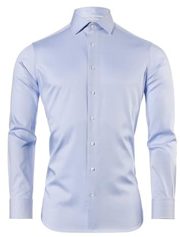 Vincenzo Boretti Hemd, Slim-fit/tailliert, Twill, Umschlagmanschette - super bügelfrei eisblau 41-42