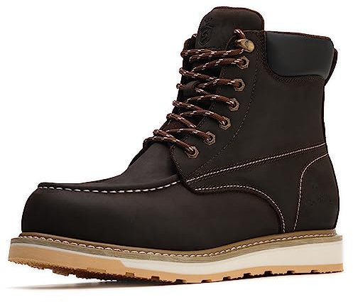 SL-Saint impermeabile punta d'acciaio Moc Uomo stivali da lavoro classico Industrial & Construction sicurezza 6'' (Marrone Scuro 006, numeric_43)
