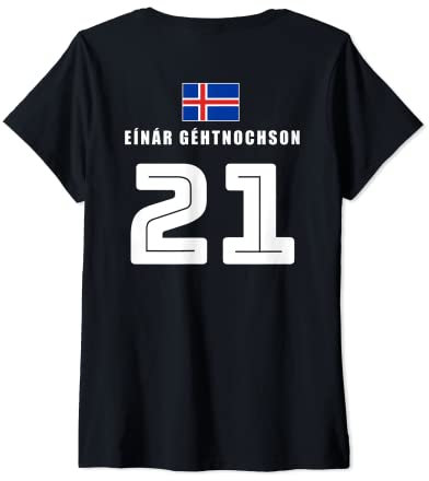 Damen Island Sauf Trikot Fußball Lustige Sprüche Namen Isländisch T-Shirt mit V-Ausschnitt