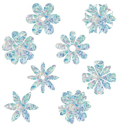 GORGECRAFT 16Stk 8 Stile Blumen-Regenbogen-Fensteraufkleber Nicht Klebend Bunt Laserbefleckte Fensteraufkleber wasserdichte Prismatische Fensterfolie Um Vögel Haustiere Stöße Schiebetüren Verhindern