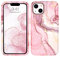 YINLAI for iPhone 14 Case Marble Pattern 3 in 1 Full Body Rugged Hard PC Back Cover Bumper, Drop Shockproof Protection Girly Women Case for iPhone 14 6.1 Inch, Rose Gold Pink