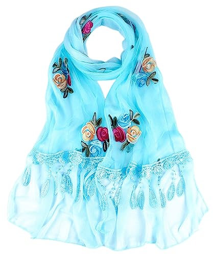 MAIRY Schal Damen Bunt Geschenkideen für Frauen Blau Schal Bunt Schals Abendkleider Elegant für Hochzeit Stola für Abendkleider in verschiedenen Farben DE165009