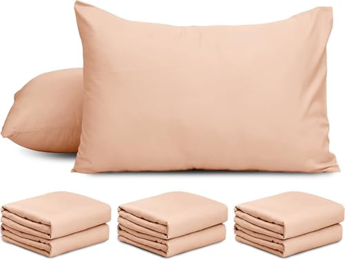 AMEHA 6 Pack Pillowcases Peach (Pillows Not Included) – Super Soft Brushed Microfiber Standard Size Pillow Cases | Hotel Quality Pillow Covers, (50 X 75 cm)