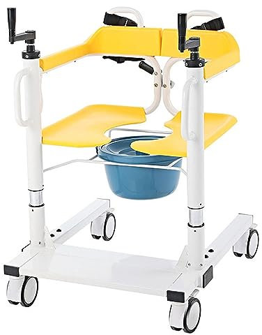 AoForce Aufzüge for Rollstühle, Multifunktions Patient-Transfer-Stuhl mit 180° Geteiltem Sitz, Duschstuhl for Ältere Behinderte mit Töpfchen, Manual Version