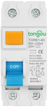 Diferencial Auto Rearmable 2P 16A 63A 10mA 30mA 100mA 6KA RCCB RCD 230V disyuntor de corriente Residual electromecánico interruptor diferencial de seguridad Magnetotermico (Color : 50A, Size : 2Pole