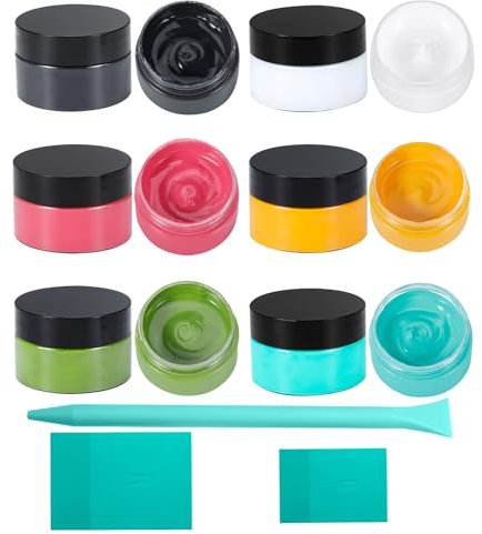 BOOLOOEN Chalk Paste Paint Kit - 6 Colors with 3 Squeegees, Non-Toxic DIY Stencil Paint for Wood, Fabric, T-Shirts, Walls - Craft Paint for Home Decor, Furniture, Signs & Art