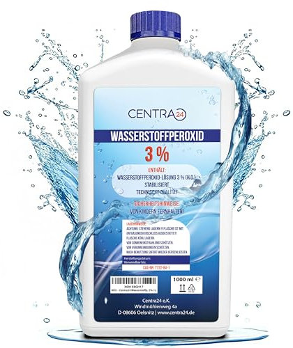 Centra24 Wasserstoffperoxid 3% 1000ml - Immer Frisch, stabilisiert, technisch - mit Entgasungsverschluss, Labor, Experiment, Bleichen