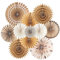 SUNBEAUTY 11 Pcs Brown Party Decorations Neutral Party Decorations Hollowed Out Honeycomb Round Paper Fans Rustic Rustic Birthday Wedding Graduation Party Supplies Bridal Shower Baby Shower