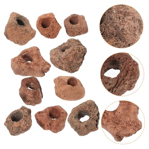 Housoutil Aquarium Caves and Hides 10Pcs Volcanic Rock Fish Tank Stones Natural Stone Fish Shelter for Fresh/Salt Water Aquarium