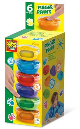 Peinture au doigt 6 couleurs x 45ml - SES CREATIVE - Intensité des couleurs et facilité de lavage.