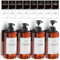 Anhow 4 Pezzi Dispenser Sapone Bagno, 500ml Dispenser Doccia Muro di Liquido per Doccia Bagno Cucina Shampoo Bagnoschiuma - Marrone