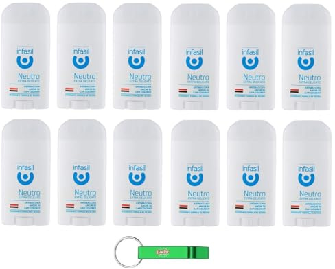 12x Infasil Deodorant Neutro Extra Delicato Deo Stick - Deodorante Ohne Aluminiumsalze 50ml + Beni Culinari Kostenloser Schlüsselanhänger