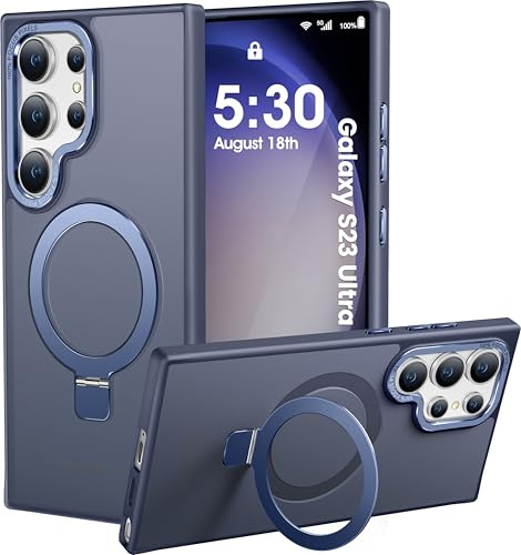 HuwaiH für Samsung Galaxy S23 Ultra Hülle mit Magnet Ständer, Navy Blau | Militärnorm Sturzschutz, Kratzfeste Anti-Fingerabdruck Schutzhülle, für Samsung S23 Ultra hülle 6,8