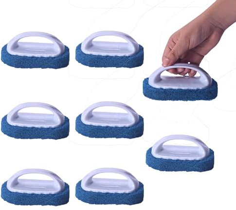 Scouring Pad Brush kit 8 pieces, cleaning brush with handle, dish scrub brush, bathroom brush, sink scrub brush