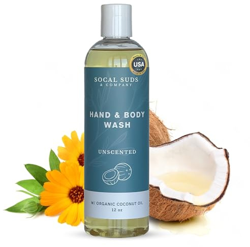 Castile Organic Liquid Soap, 12 oz Thick, Fragrance-Free, for Hands and Body for Men and Women, Made with Organic Oils and Coconut Oil, Perfect Essential Elements