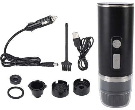 Tyenaza Macchina Caffe Espresso Portatile, Auto Riscaldamento in 3-4 Minuti, Caffettiera Elettrica da Viaggio da 15 Bar con Batteria Ricaricabile Compatibile con Capsule NS e Caffè Macinato