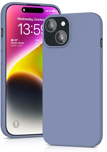 YATWIN für iPhone 13 Hülle, Premium Silikon Handyhülle mit Kameraschutz, Seidig-Weicher Berühren Ultra Dünne Stoßfeste Kratzfeste Schutzhülle, Lavendelgrau