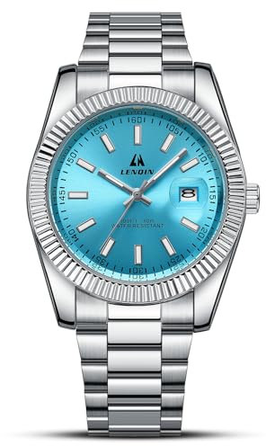 LN LENQIN Uhren Herren Herren Uhr Edelstahl Armbanduhr 30M wasserdichte Männer Analog Quarzuhr mit Datum Mode Casual Designer