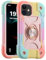 for iPhone 12 Case/iPhone 12 Pro Case with 360°Rotate Ring Stand, Military Grade Drop Shockproof, Full Body Protection, Heavy Duty, 3-Layer Protective Cover for iPhone 12/12 Pro Pink