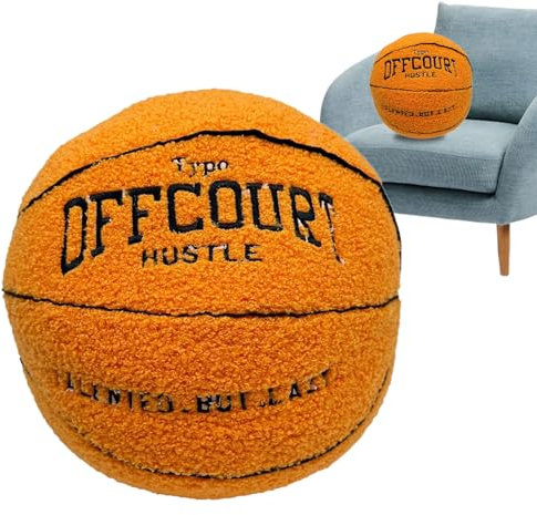 Qikam Basketball Kissen 25CM Basketball Plüsch Spielzeug Weiches Basketball Plüschtier Stofftier Kreatives Basketball Wurfkissen Niedliches Plüschball Geschenke Für Kinder, Jungen Und Mädchen