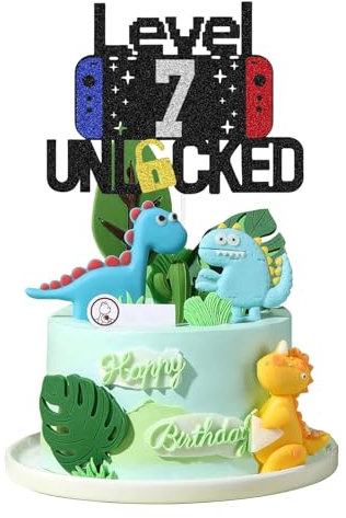 Cosmeria Gaming Deko 7. Geburtstag Junge, Happy Birthday Cake Topper, Tortendeko und Kuchendeko, Geschenk für 7 Jahre Junge, Geburtstags Cake Topper