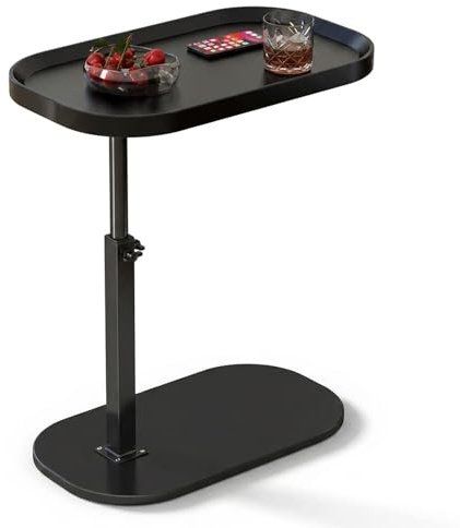 Gelory C Tables Height Adjustable Side Table Rotatable Bedside Desk, Black