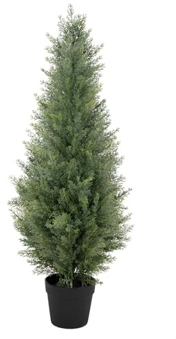 bellacat UV Resistant Artificial Topiary Trees Outdoor, Faux Cedar Tree with Full & Realistic Leaves, Fake Cypress Tree for Front Door Proch Patio Deck Balcony Yard Decor(90cm, 1Pack)