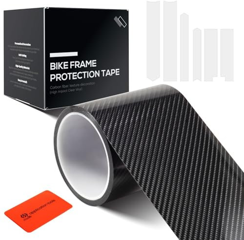 CNCLOL Film de protection pour cadre de vélo, autocollants de protection pour cadre VTT, film de protection peinture 3 m (4 x 118 )-Carbone Film cadre vélo pour Gravel/VTT/Vélo Route Parafoudre ruban