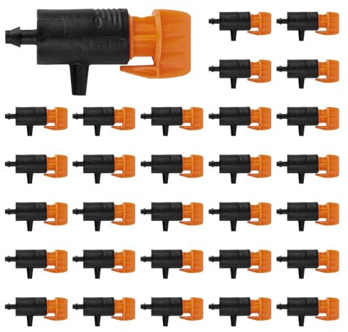 Wzzy Gurden Micro-Drip-System Regulierbarer Endtropfer, 30-Pack Tropf Emitter Garten Succulent Bewässerung Dripper Sprinkler für 4mm/7mm Schlauch für Home Succulents Pflanzen Rasen Blume